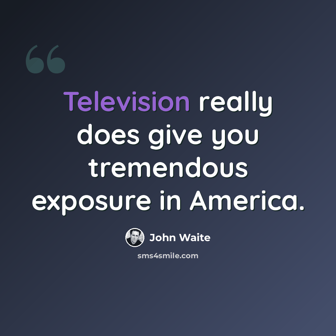 “Television really does give you tremendous exposure in America.” quote by John Waite
