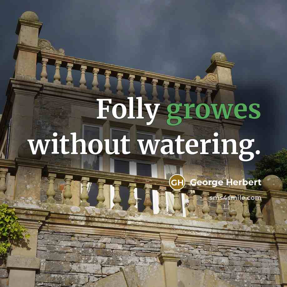 “Folly growes without watering.” quote by George Herbert