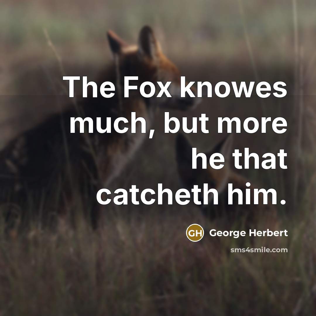 “The Fox knowes much, but more he that catcheth him.” quote by George Herbert