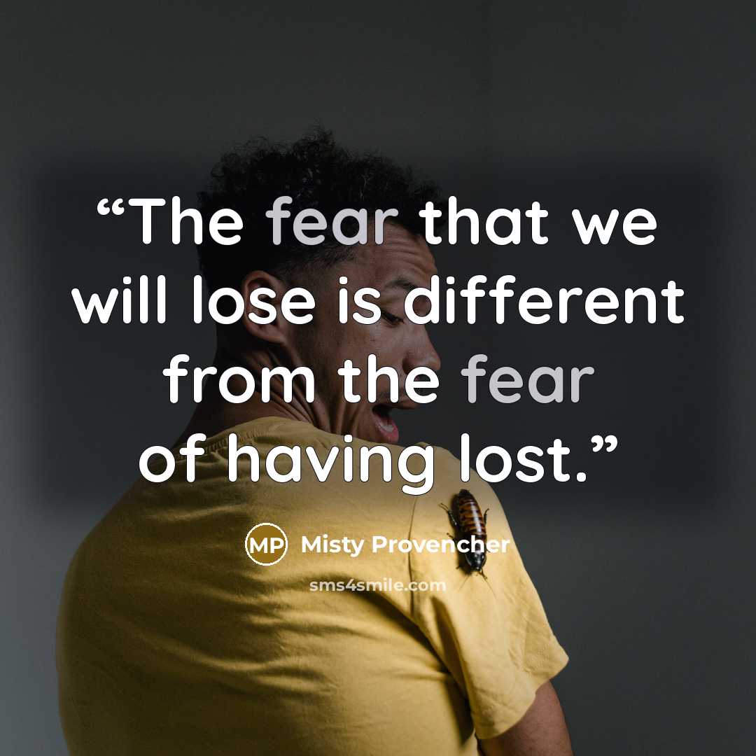 “The fear that we will lose is different from the fear of having lost.” quote by Misty Provencher