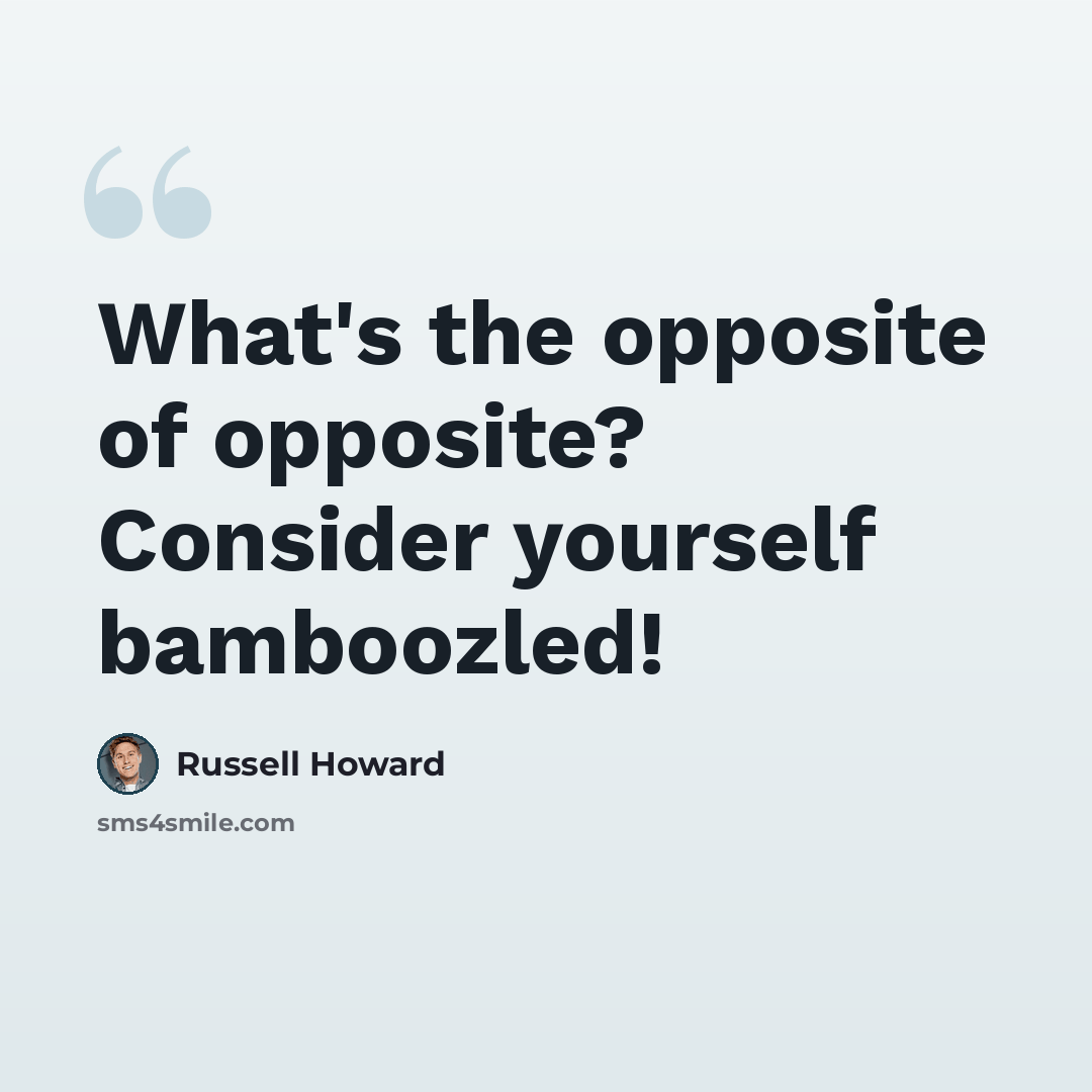 “What's the opposite of opposite? Consider yourself bamboozled!” quote by Russell Howard