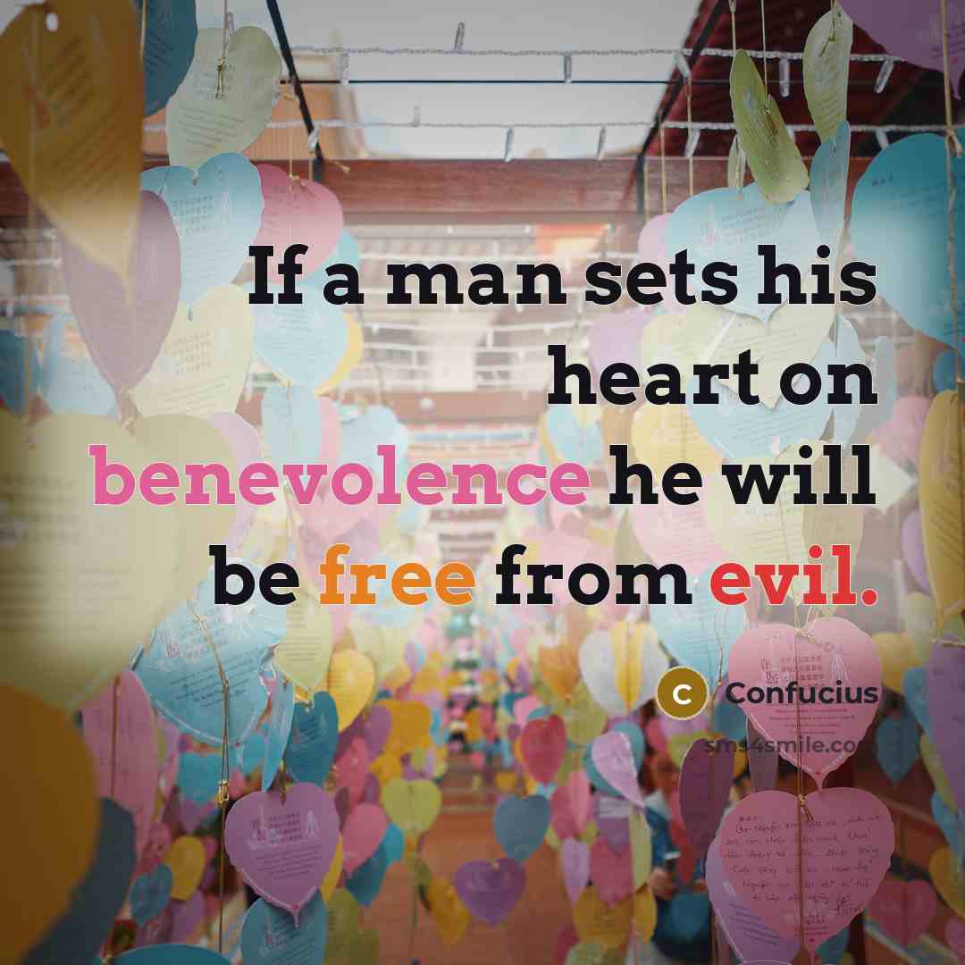 “If a man sets his heart on benevolence he will be free from evil.” quote by Confucius