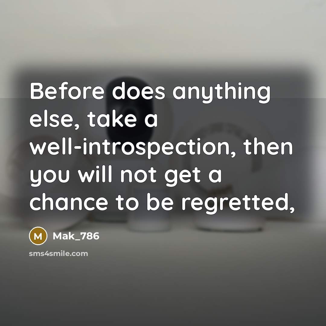 “Before does anything else, take a well-introspection, then you will not get a chance to be regretted,” quote by Mak_786