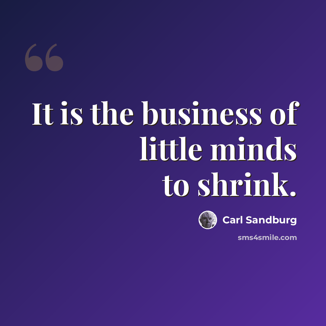 “It is the business of little minds to shrink.” quote by Carl Sandburg