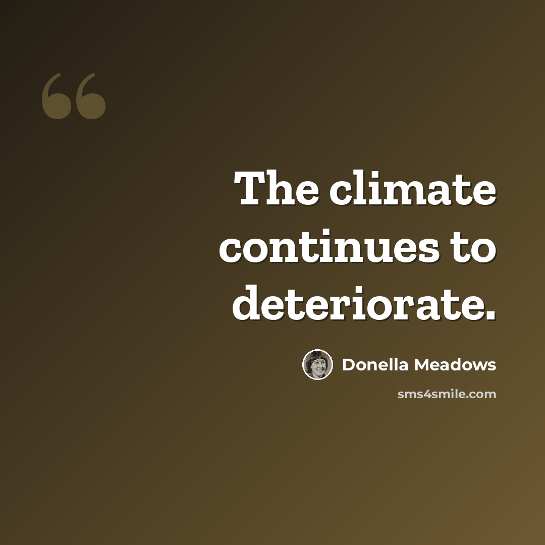“The climate continues to deteriorate.” quote by Donella Meadows