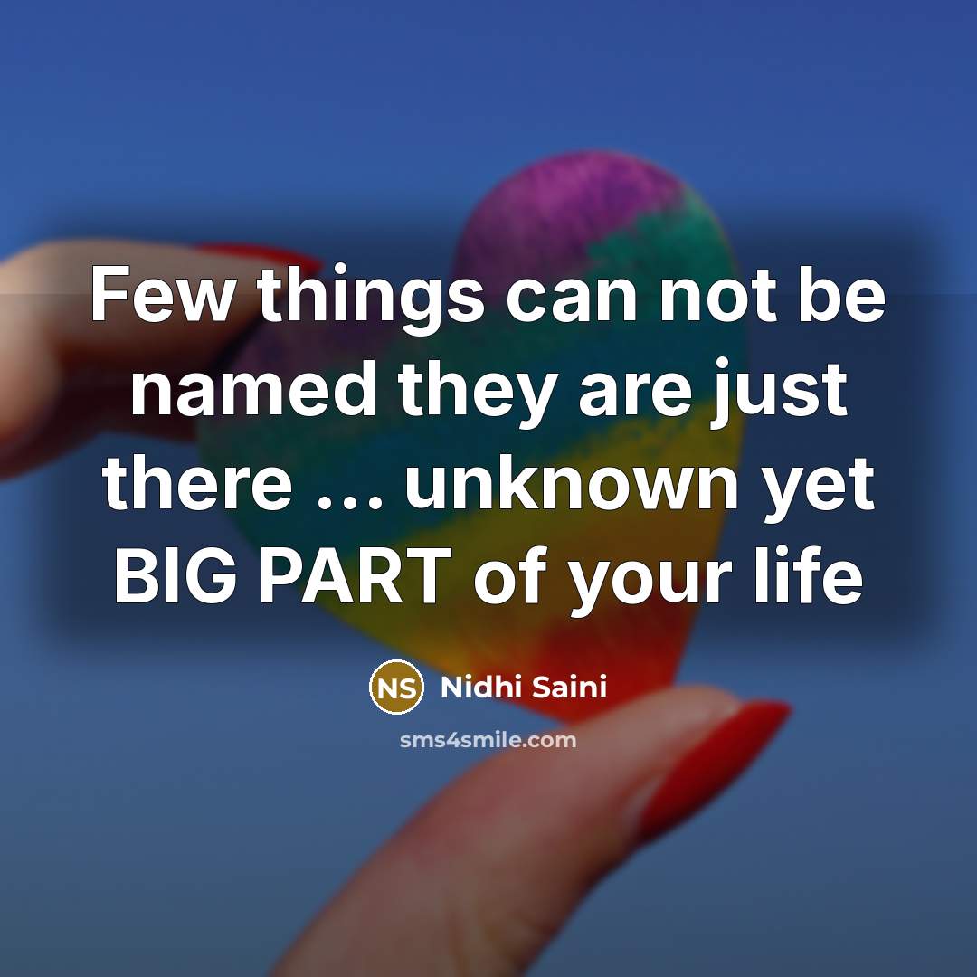 “Few things can not be named they are just there … unknown yet BIG PART of your life” quote by Nidhi Saini