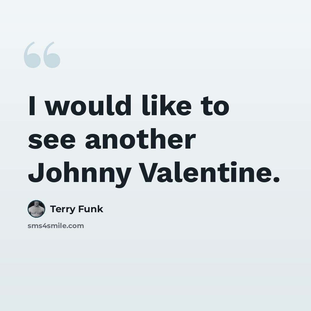 “I would like to see another Johnny Valentine.” quote by Terry Funk