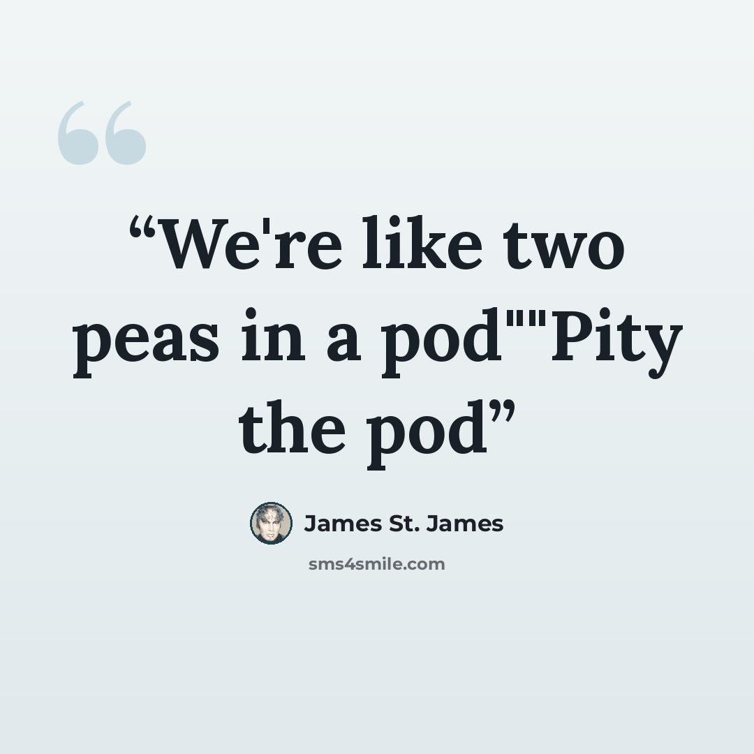 “We're like two peas in a pod""Pity the pod” quote by James St. James