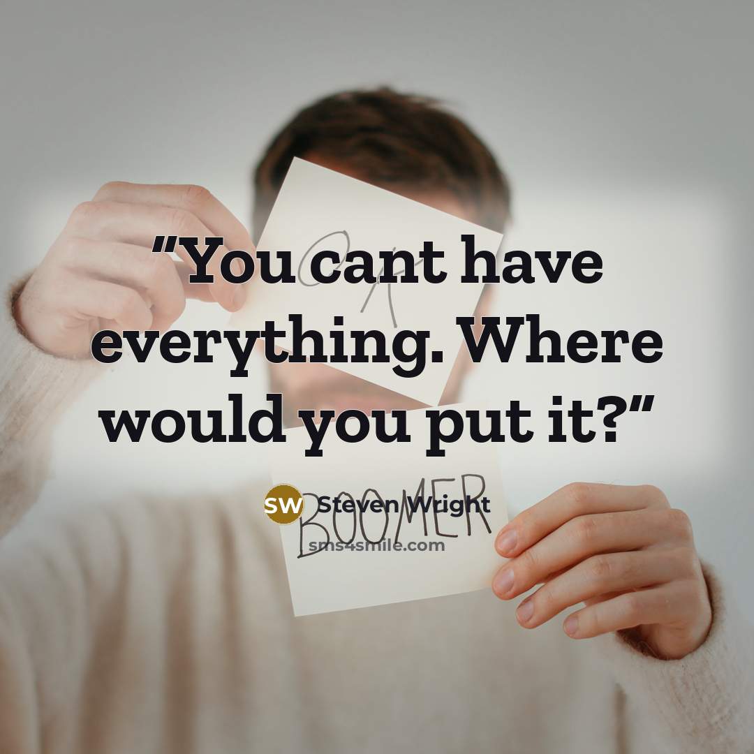 “You cant have everything. Where would you put it?” quote by Steven Wright