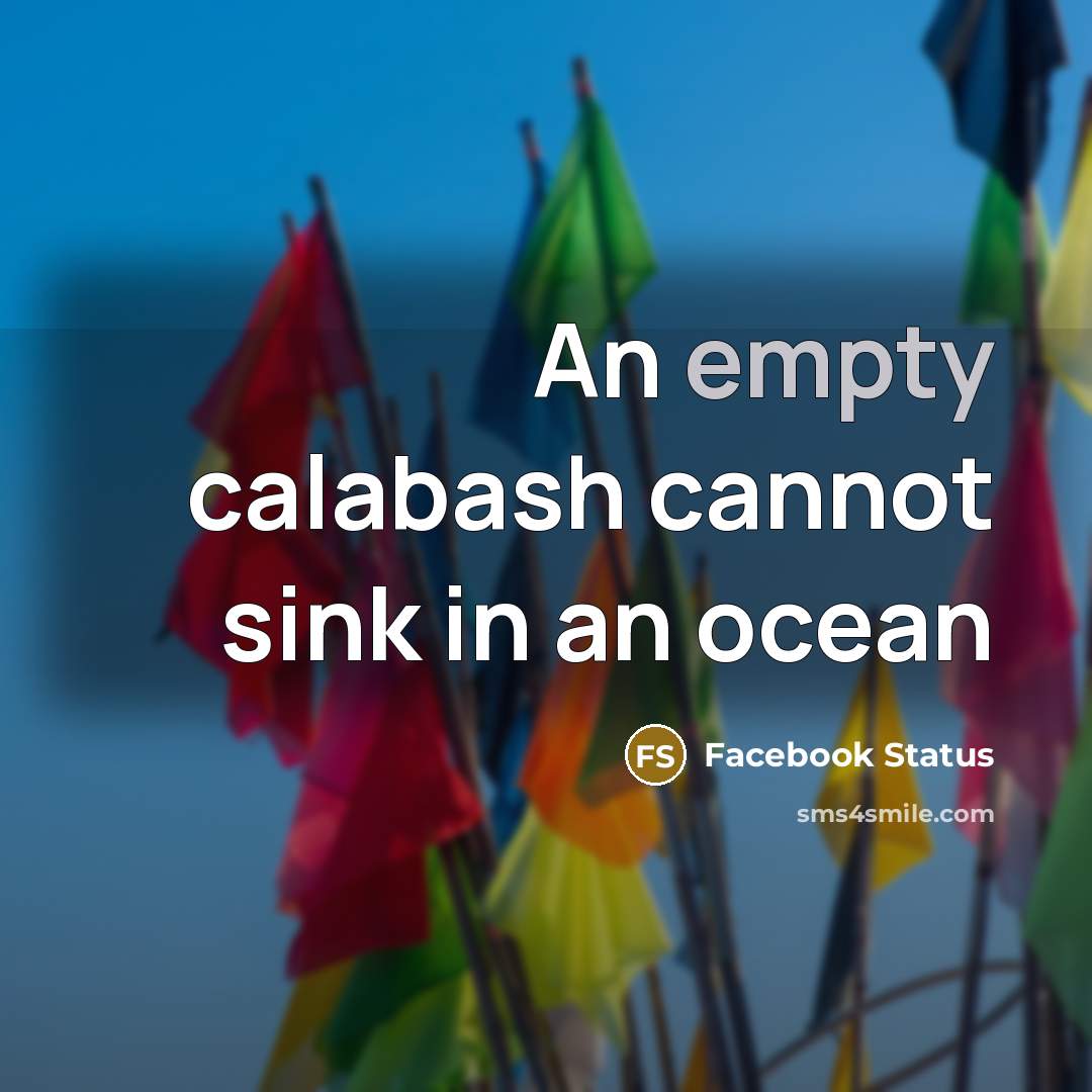 “An empty calabash cannot sink in an ocean” quote by Facebook Status