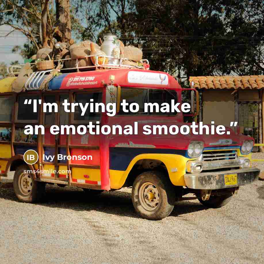 “I'm trying to make an emotional smoothie.” quote by Ivy Bronson