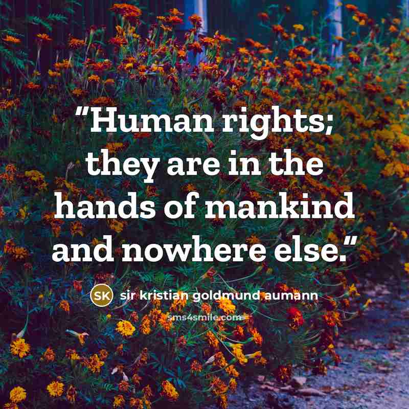 “Human rights; they are in the hands of mankind and nowhere else.” quote by sir kristian goldmund aumann