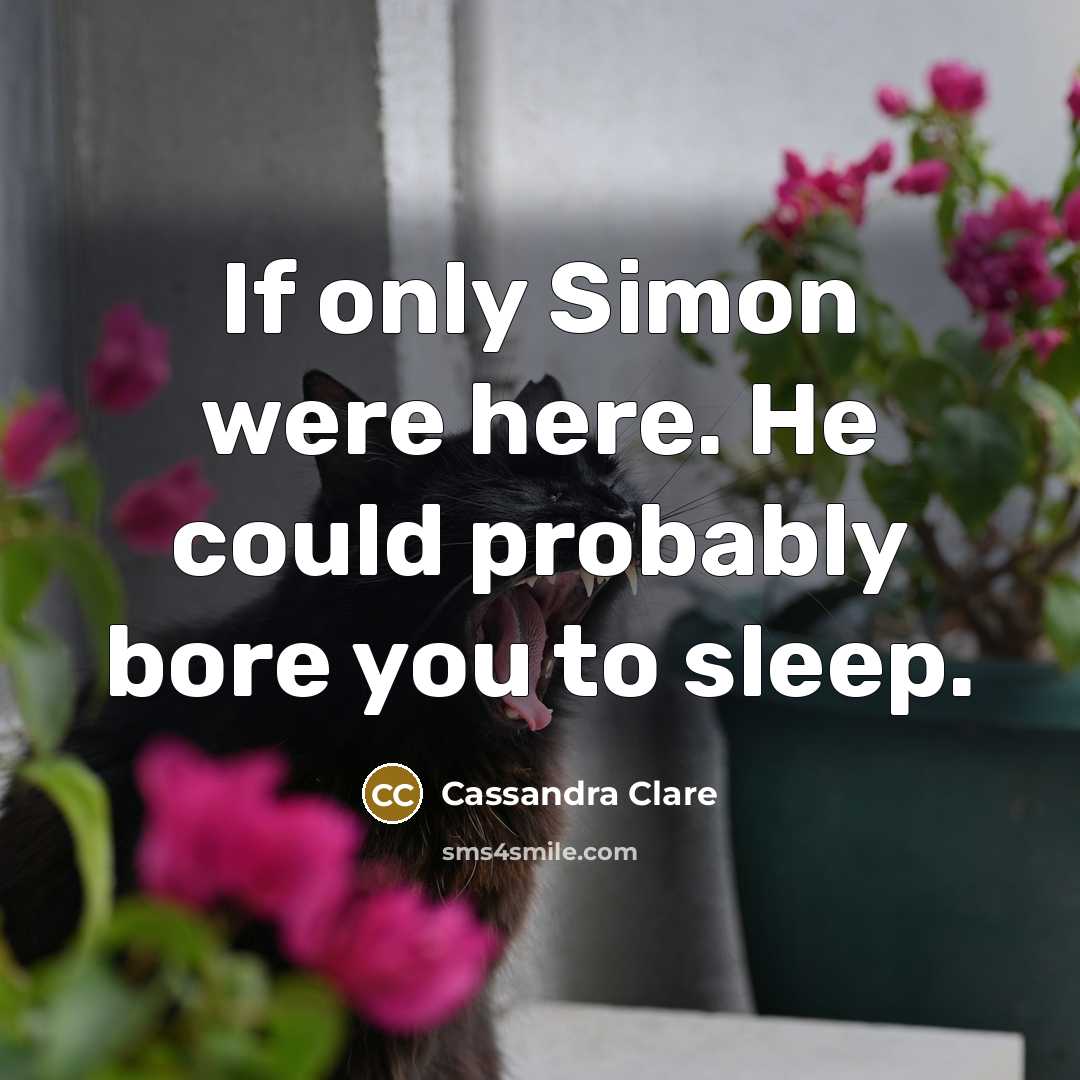 “If only Simon were here. He could probably bore you to sleep.” quote by Cassandra Clare