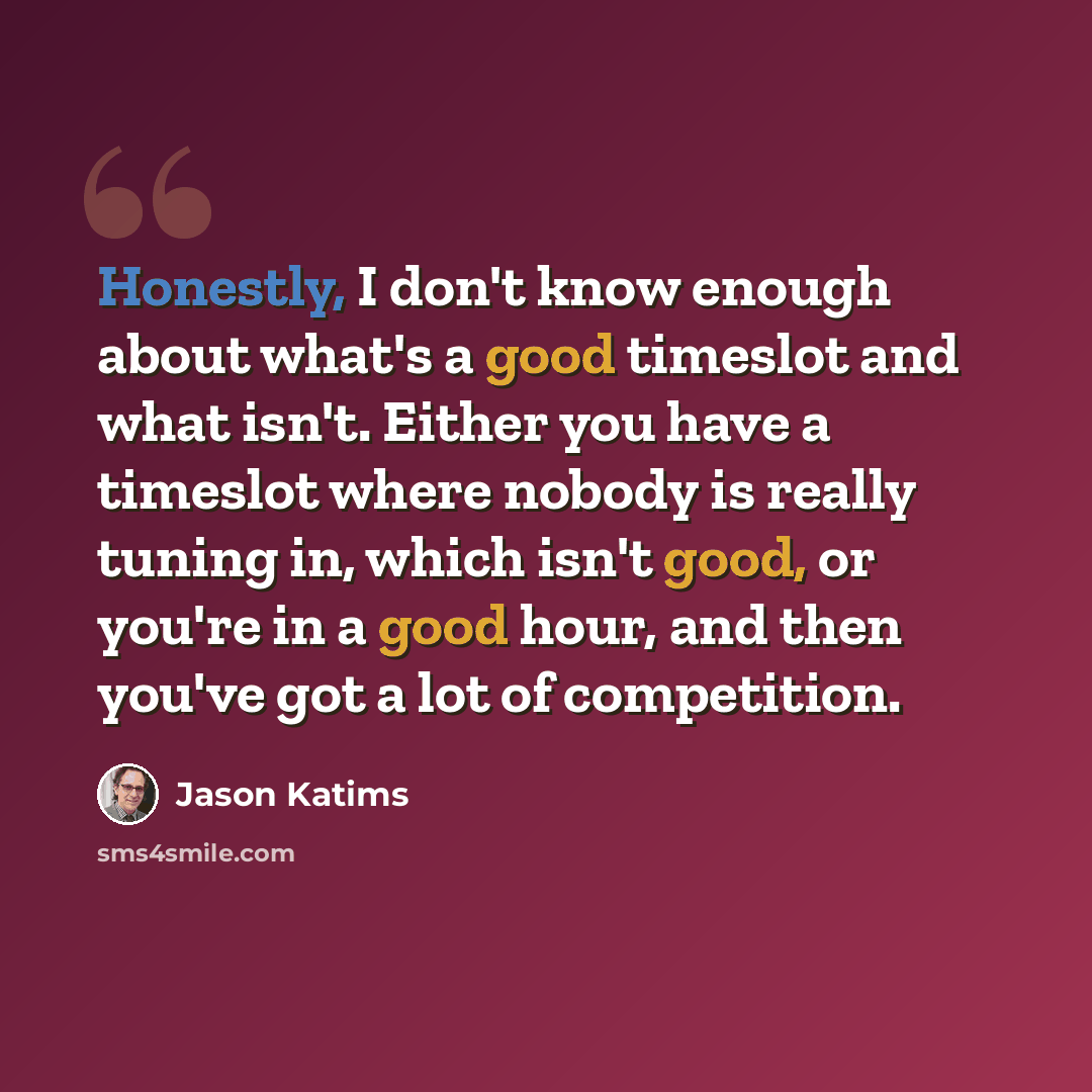 “Honestly, I don't know enough about what's a good timeslot and what isn't. Either you have a timeslot where nobody is really tuning in, which isn't good, or you're in a good hour, and then you've got a lot of competition.” quote by Jason Katims