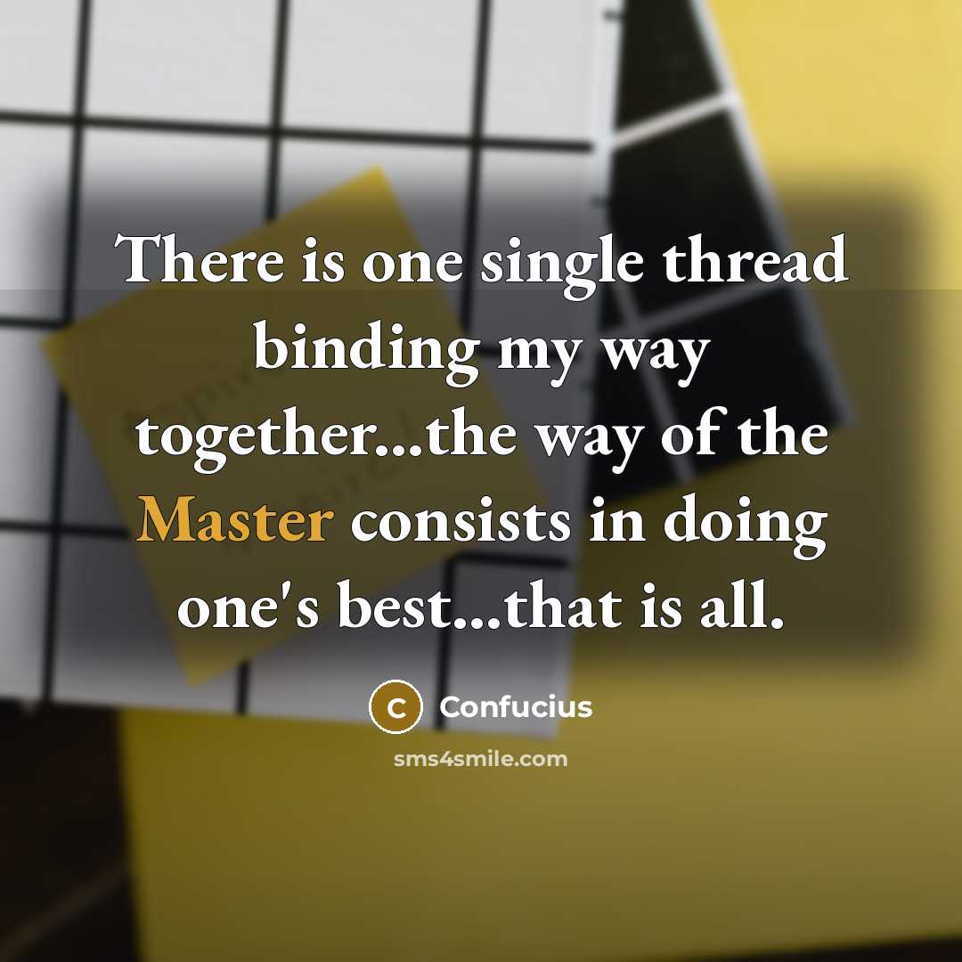 “There is one single thread binding my way together...the way of the Master consists in doing one's best...that is all.” quote by Confucius