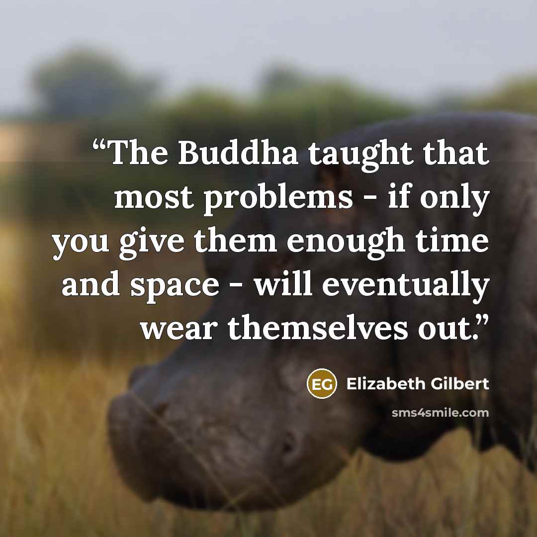“The Buddha taught that most problems - if only you give them enough time and space - will eventually wear themselves out.” quote by Elizabeth Gilbert