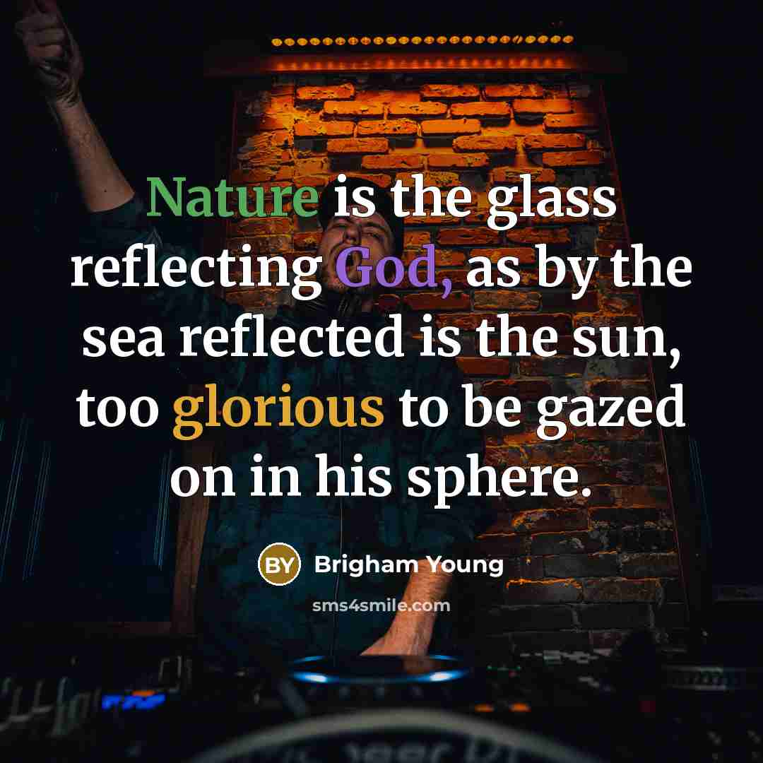 “Nature is the glass reflecting God, as by the sea reflected is the sun, too glorious to be gazed on in his sphere.” quote by Brigham Young