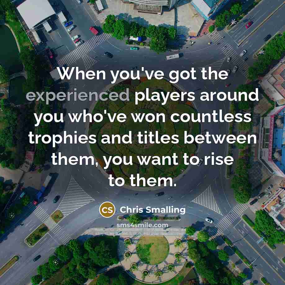 “When you've got the experienced players around you who've won countless trophies and titles between them, you want to rise to them.” quote by Chris Smalling