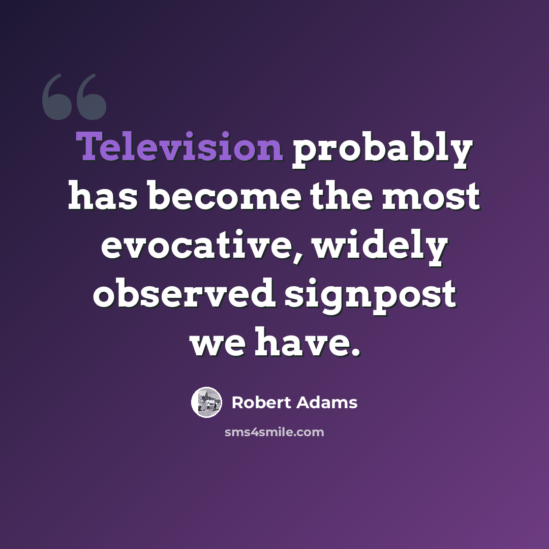 “Television probably has become the most evocative, widely observed signpost we have.” quote by Robert Adams