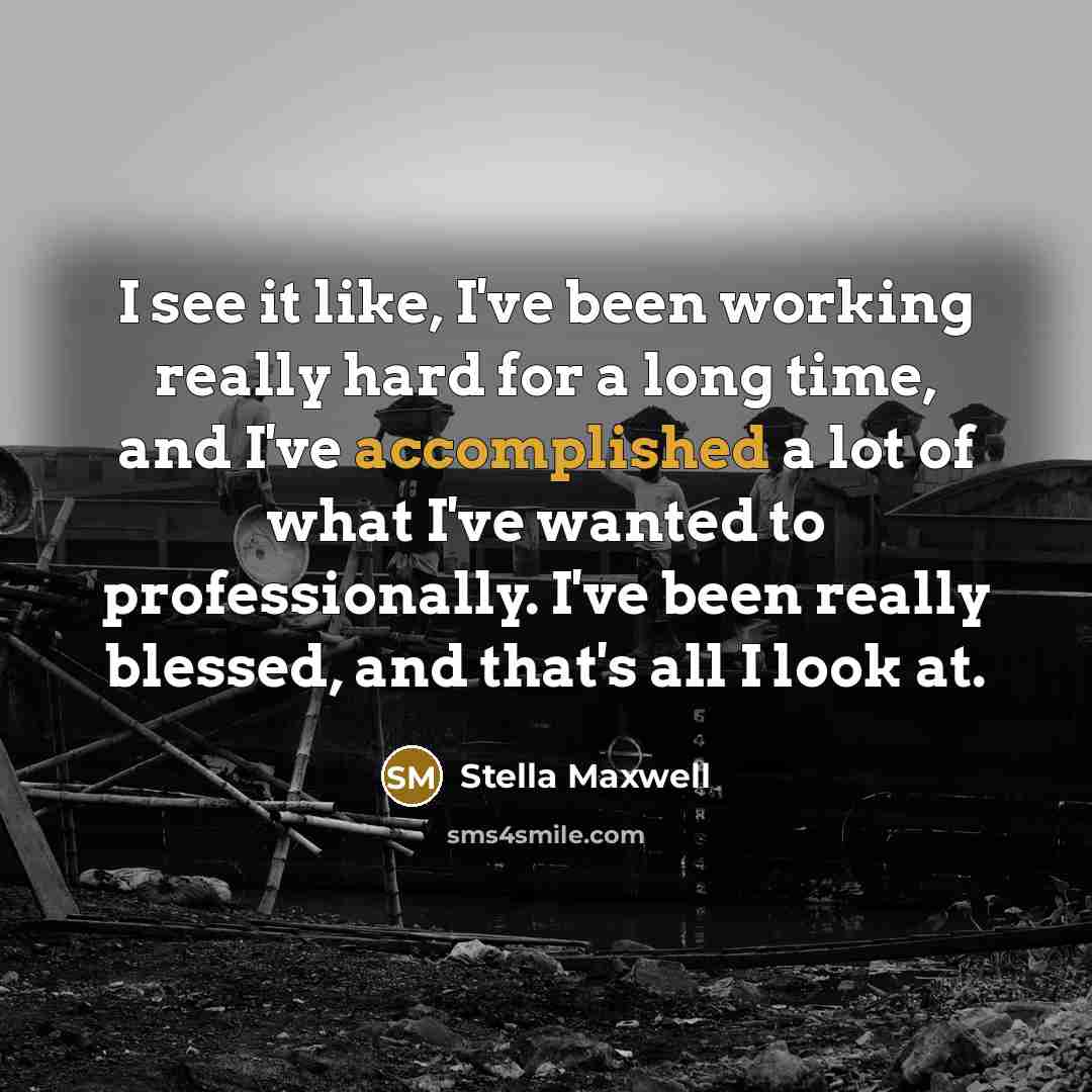 “I see it like, I've been working really hard for a long time, and I've accomplished a lot of what I've wanted to professionally. I've been really blessed, and that's all I look at.” quote by Stella Maxwell