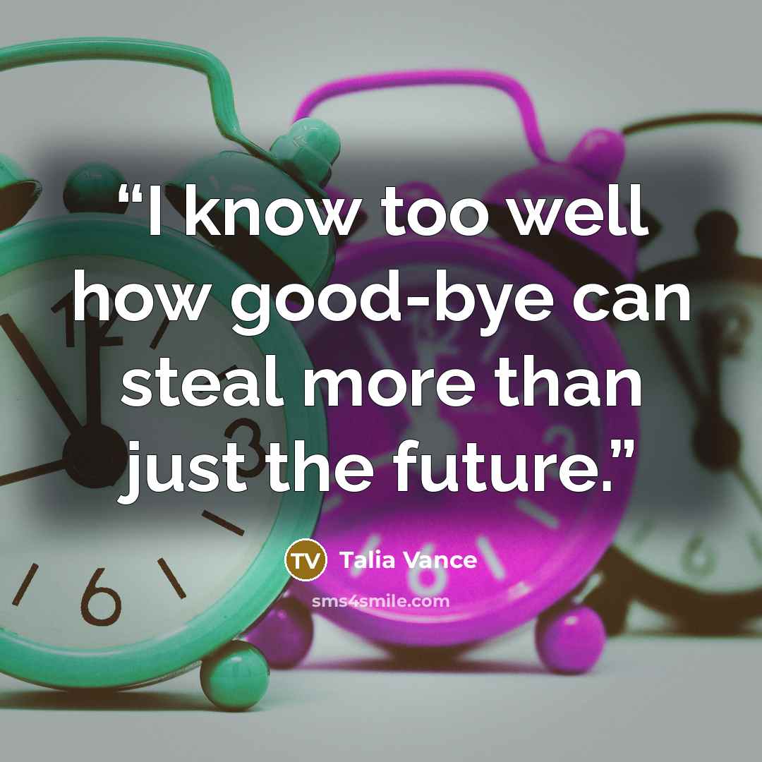 “I know too well how good-bye can steal more than just the future.” quote by Talia Vance