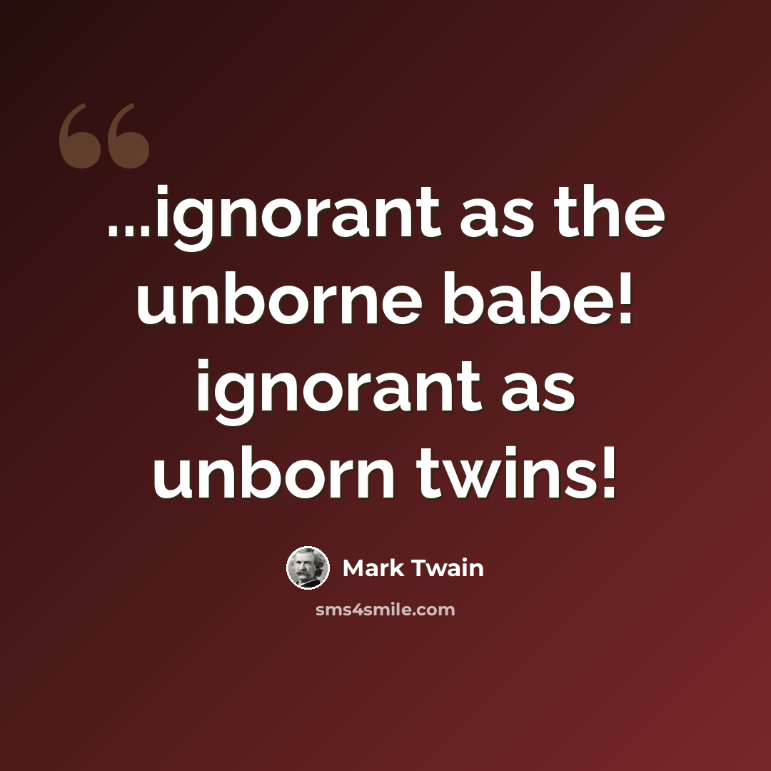 “...ignorant as the unborne babe! ignorant as unborn twins!” quote by Mark Twain