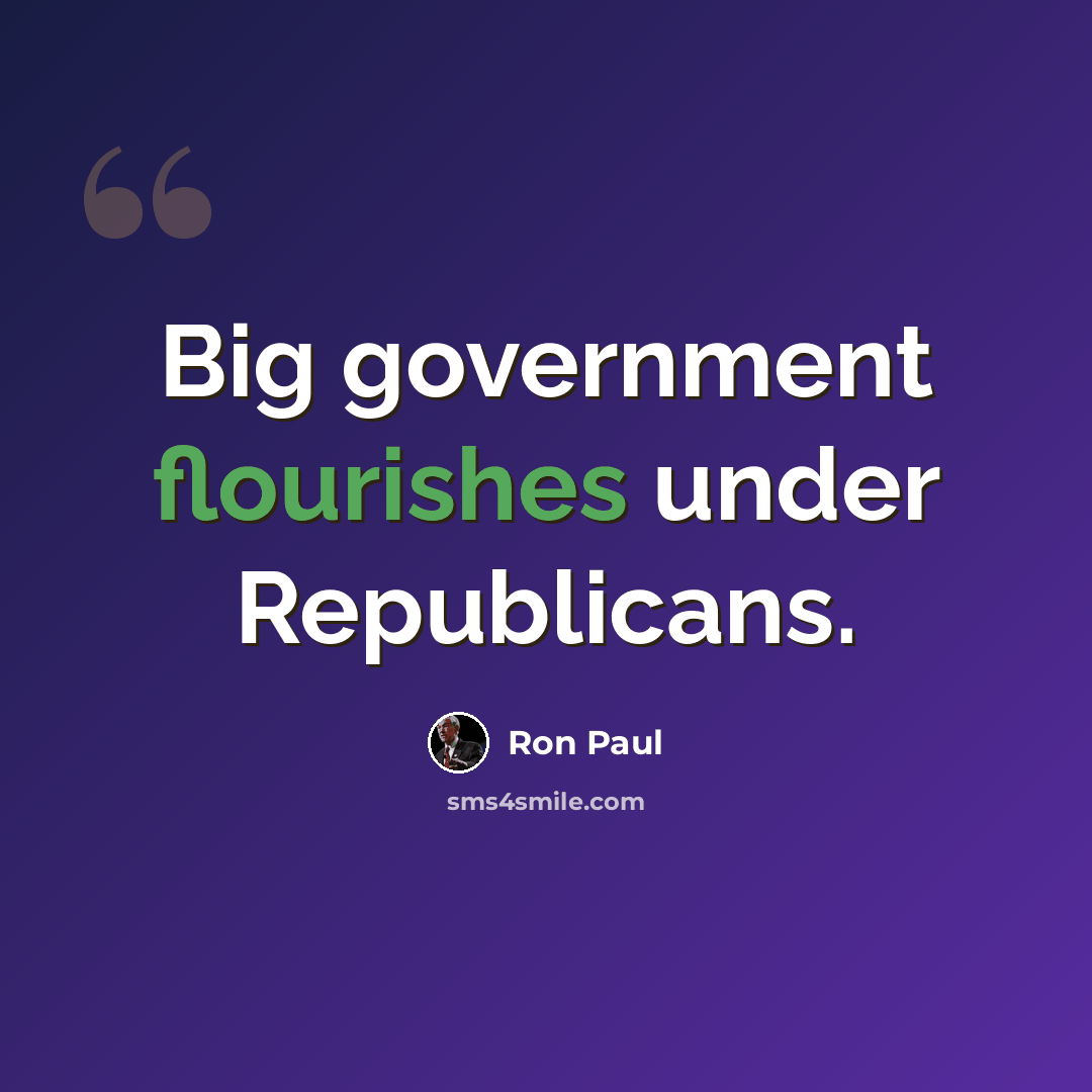 “Big government flourishes under Republicans.” quote by Ron Paul