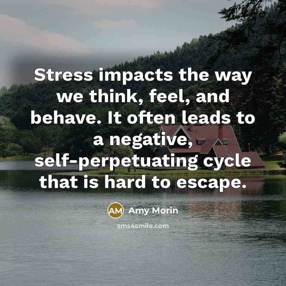 “Stress impacts the way we think, feel, and behave. It often leads to a negative, self-perpetuating cycle that is hard to escape.” quote by Amy Morin