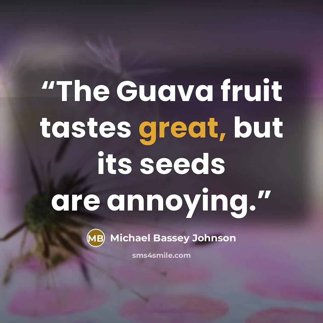 “The Guava fruit tastes great, but its seeds are annoying.” quote by Michael Bassey Johnson