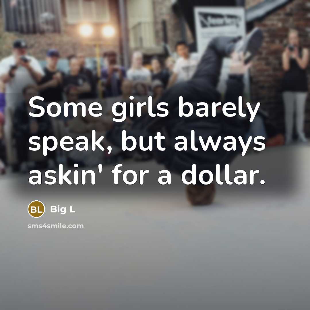 “Some girls barely speak, but always askin' for a dollar.” quote by Big L