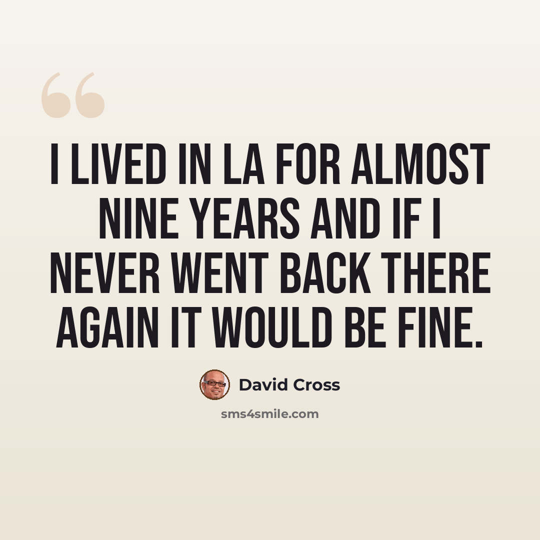 “I lived in LA for almost nine years and if I never went back there again it would be fine.” quote by David Cross
