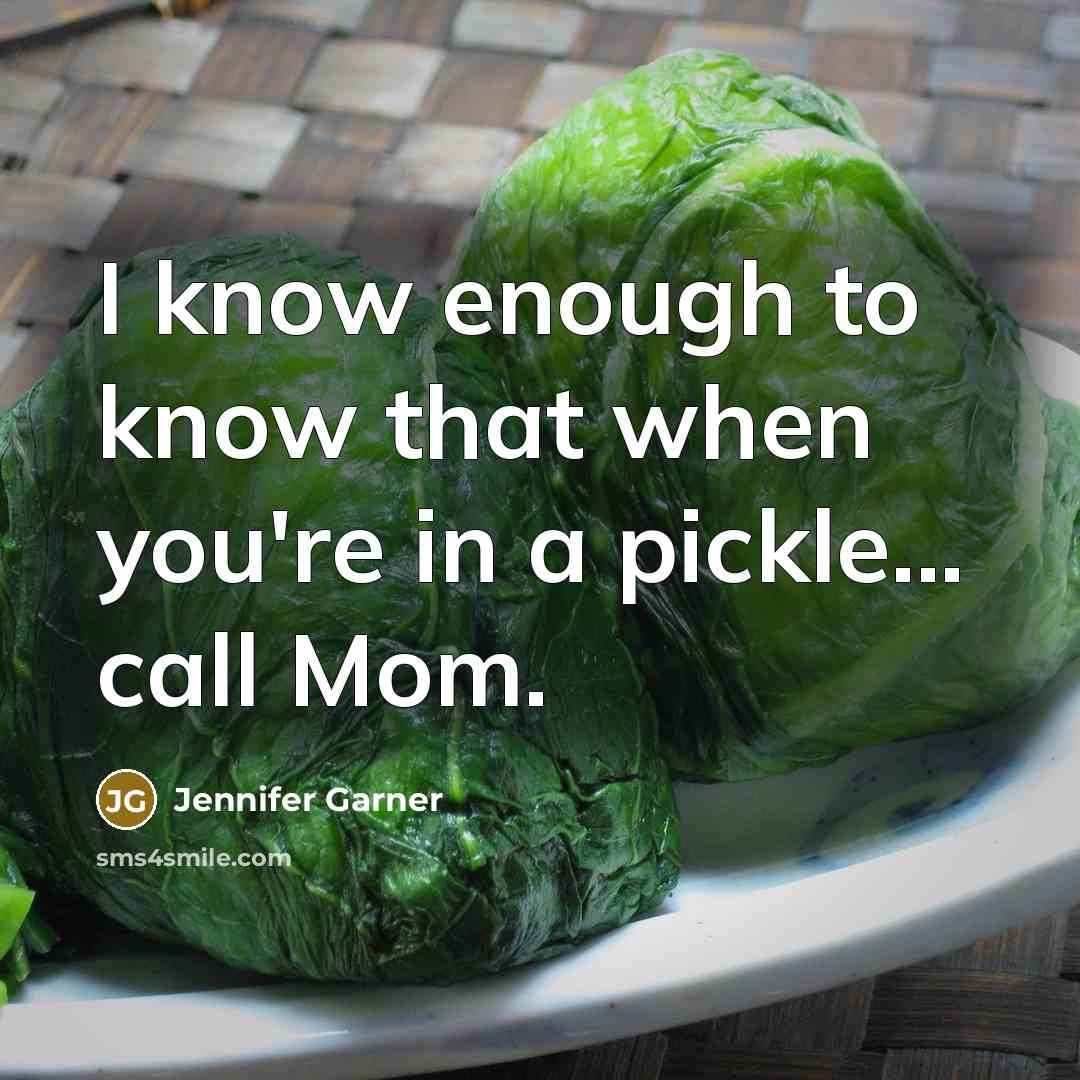 “I know enough to know that when you're in a pickle... call Mom.” quote by Jennifer Garner