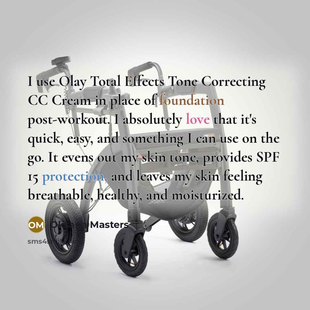 “I use Olay Total Effects Tone Correcting CC Cream in place of foundation post-workout. I absolutely love that it's quick, easy, and something I can use on the go. It evens out my skin tone, provides SPF 15 protection, and leaves my skin feeling breathable, healthy, and moisturized.” quote by Oksana Masters