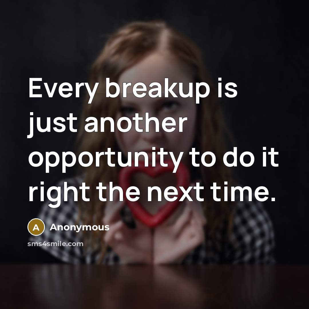 “Every breakup is just another opportunity to do it right the next time.” quote by Anonymous