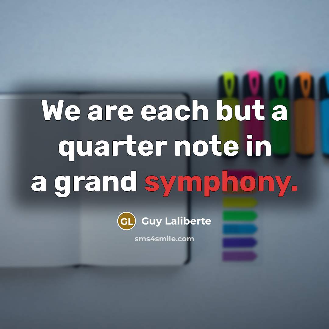 “We are each but a quarter note in a grand symphony.” quote by Guy Laliberte