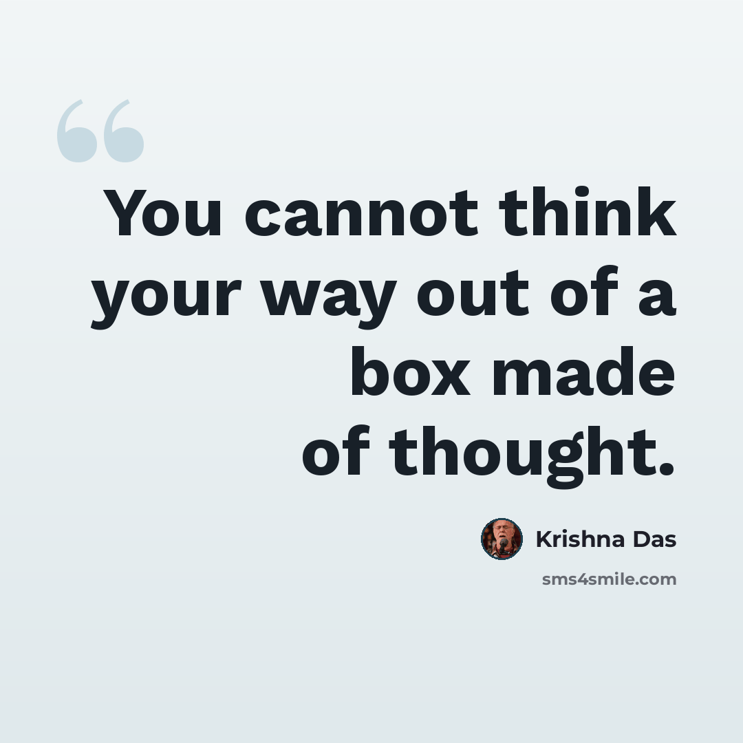 “You cannot think your way out of a box made of thought.” quote by Krishna Das