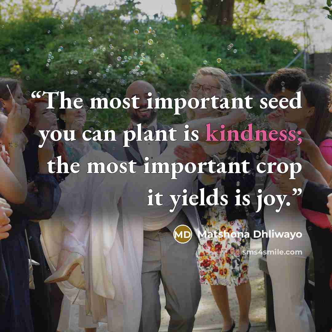 “The most important seed you can plant is kindness; the most important crop it yields is joy.” quote by Matshona Dhliwayo