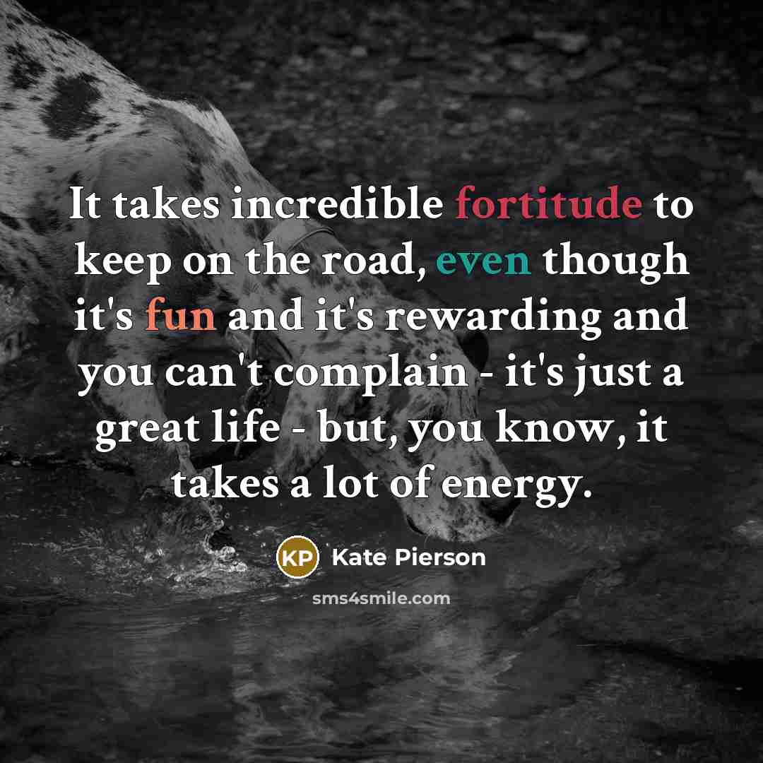 “It takes incredible fortitude to keep on the road, even though it's fun and it's rewarding and you can't complain - it's just a great life - but, you know, it takes a lot of energy.” quote by Kate Pierson