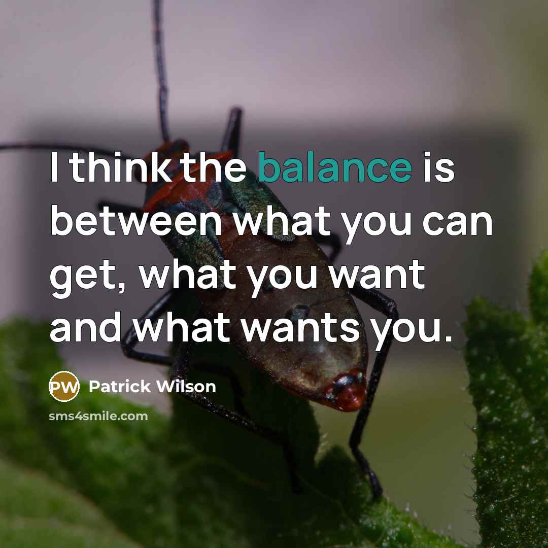 “I think the balance is between what you can get, what you want and what wants you.” quote by Patrick Wilson