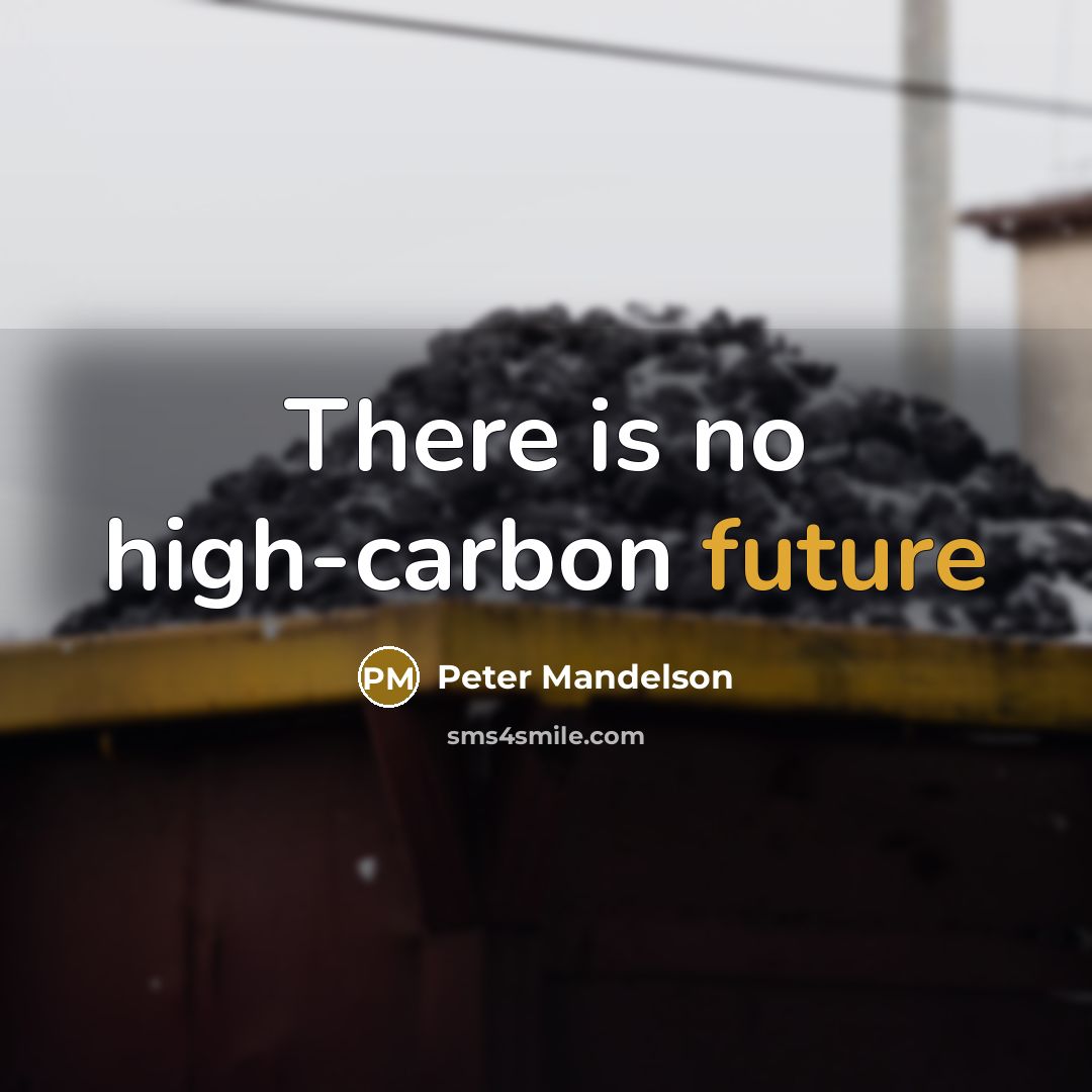 “There is no high-carbon future” quote by Peter Mandelson