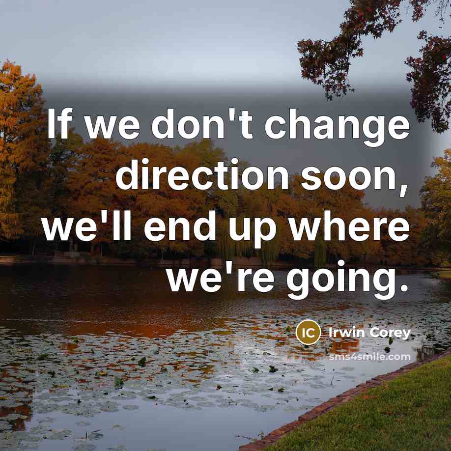 “If we don't change direction soon, we'll end up where we're going.” quote by Irwin Corey