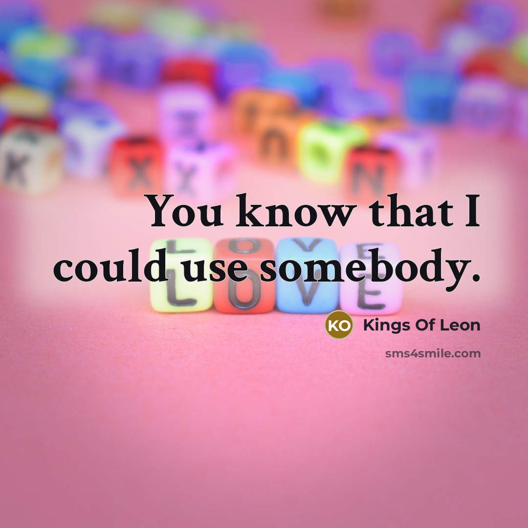 “You know that I could use somebody.” quote by Kings Of Leon
