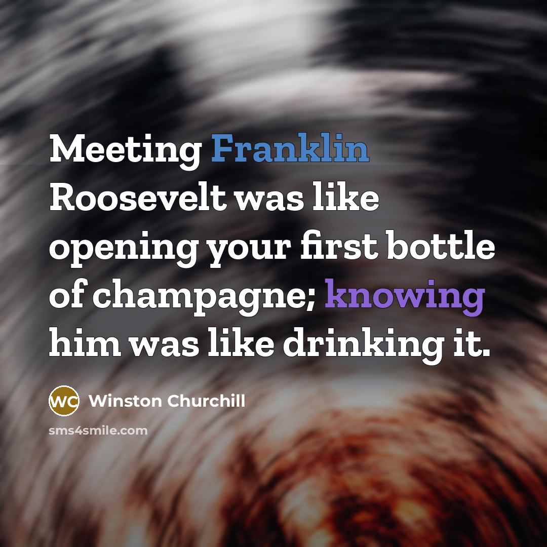 “Meeting Franklin Roosevelt was like opening your first bottle of champagne; knowing him was like drinking it.” quote by Winston Churchill