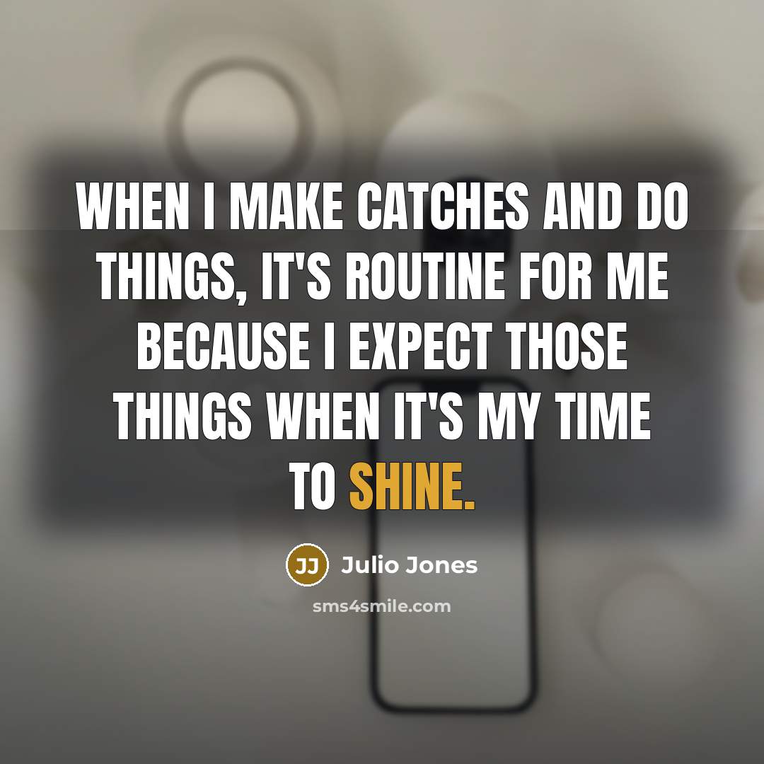 “When I make catches and do things, it's routine for me because I expect those things when it's my time to shine.” quote by Julio Jones