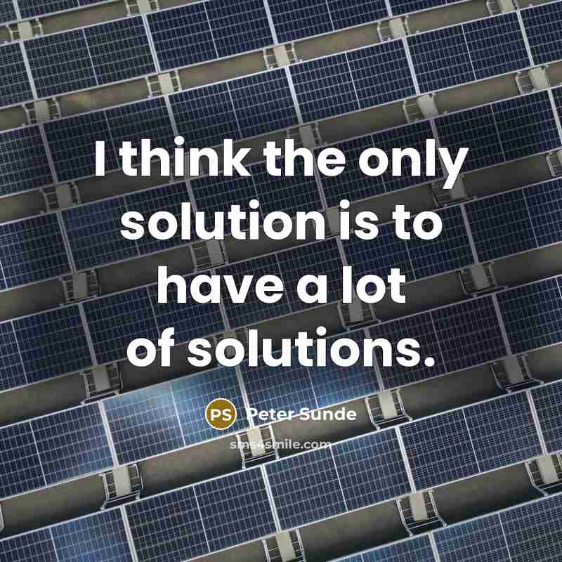 “I think the only solution is to have a lot of solutions.” quote by Peter Sunde
