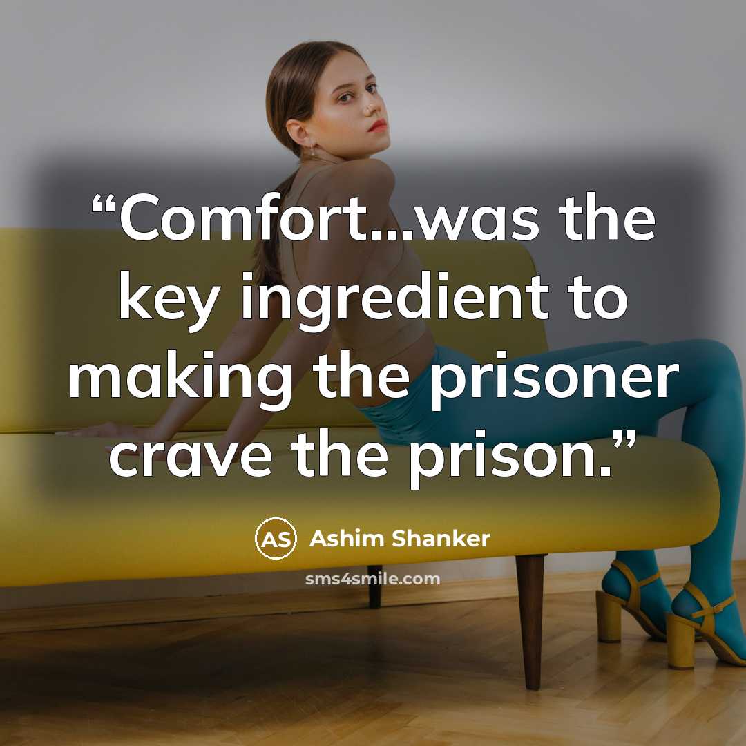 “Comfort...was the key ingredient to making the prisoner crave the prison.” quote by Ashim Shanker