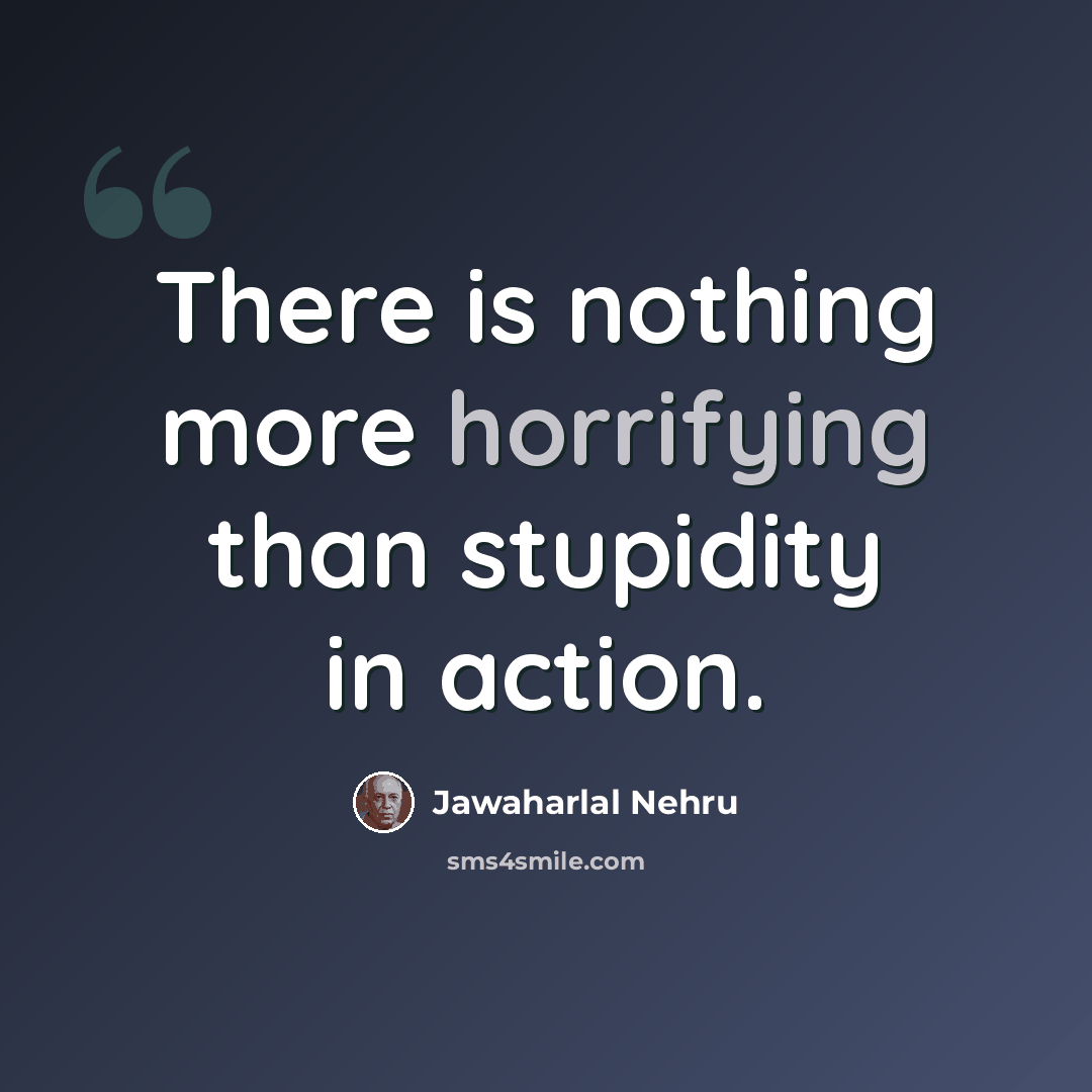 “There is nothing more horrifying than stupidity in action.” quote by Jawaharlal Nehru