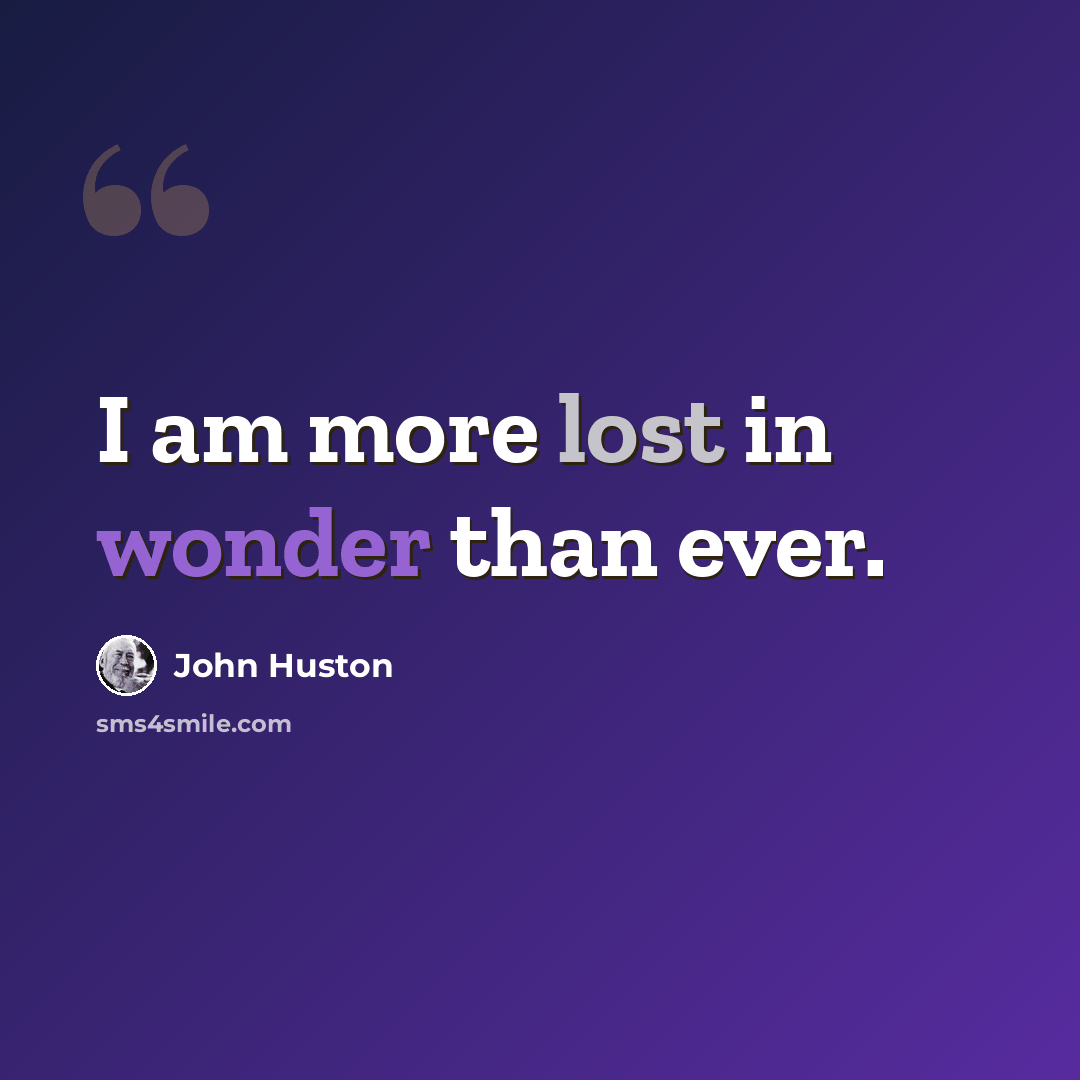 “I am more lost in wonder than ever.” quote by John Huston