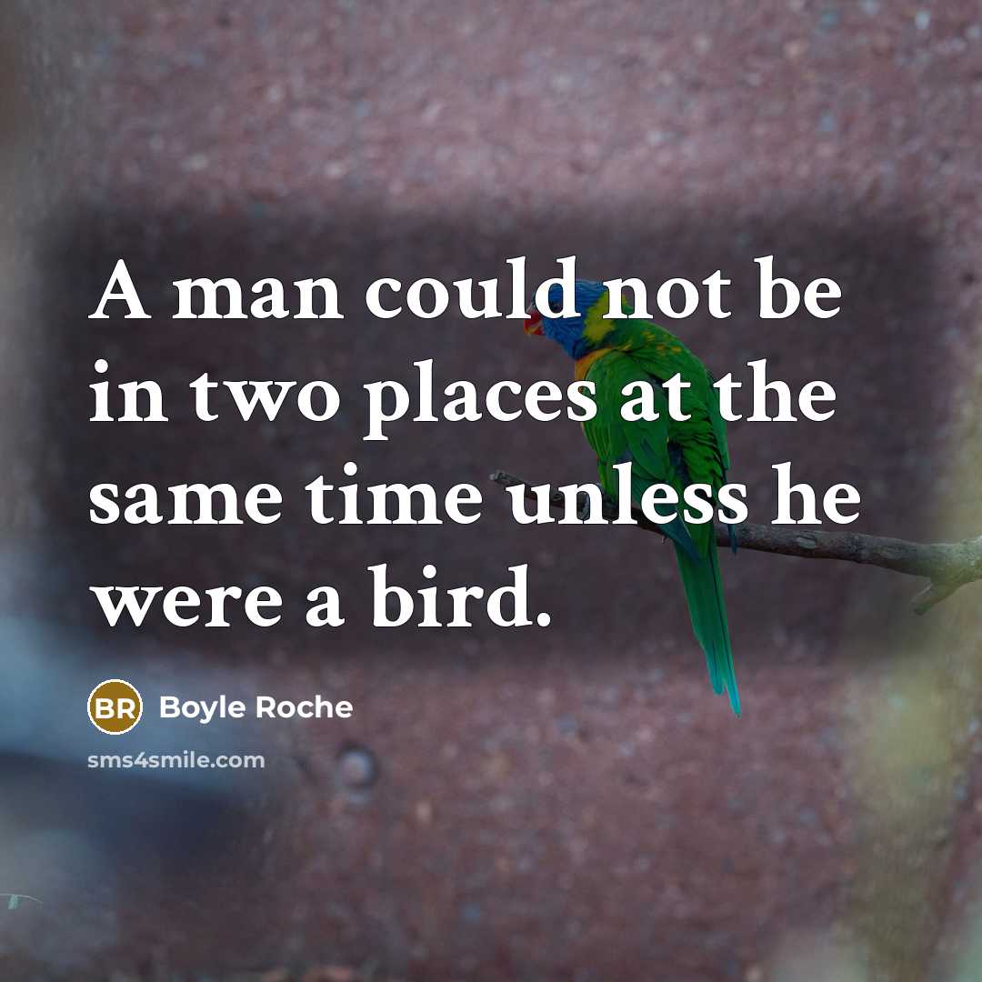 “A man could not be in two places at the same time unless he were a bird.” quote by Boyle Roche