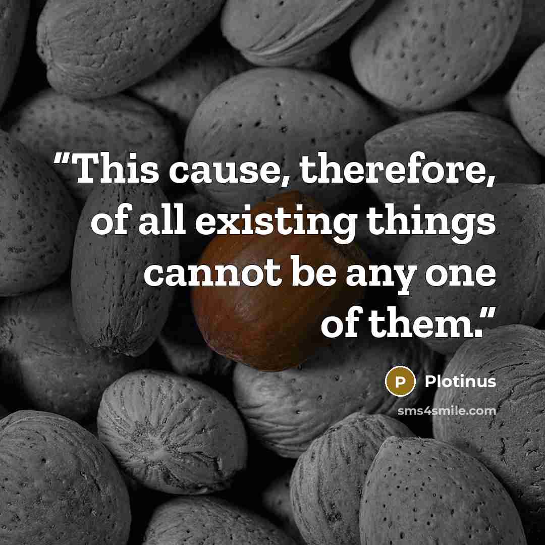 “This cause, therefore, of all existing things cannot be any one of them.” quote by Plotinus